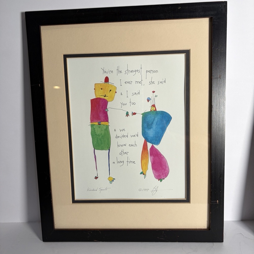 VTG Story People Brian Andreas 1997 Kindred Spirits Matted Print Framed